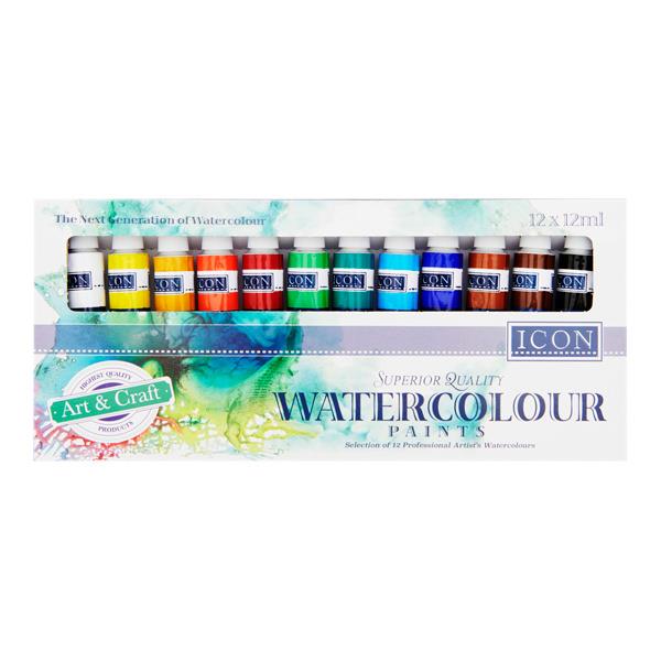 Icon ArtIcon Box of 12x12ml Watercolour Paints