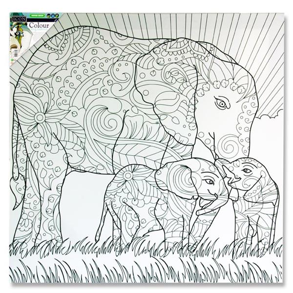 Icon Art 500x500mm Colour My Canvas - Elephant