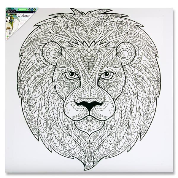 Icon Art 500x500mm Colour My Canvas - Lion