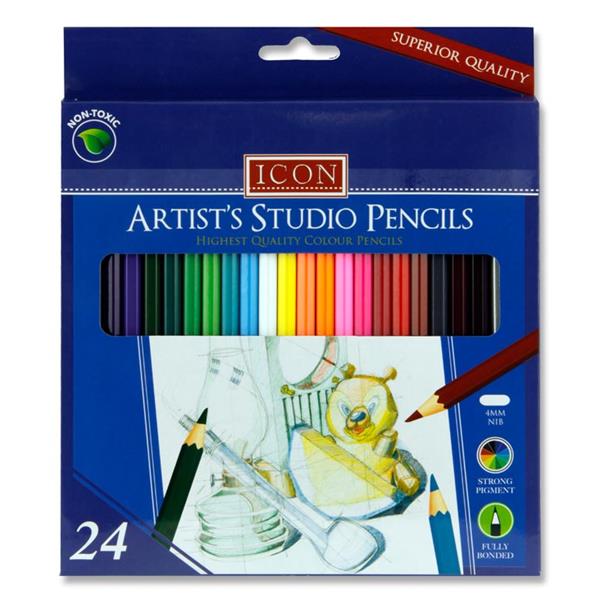 Icon Art Box 24 Artists Studio Colour Pencils