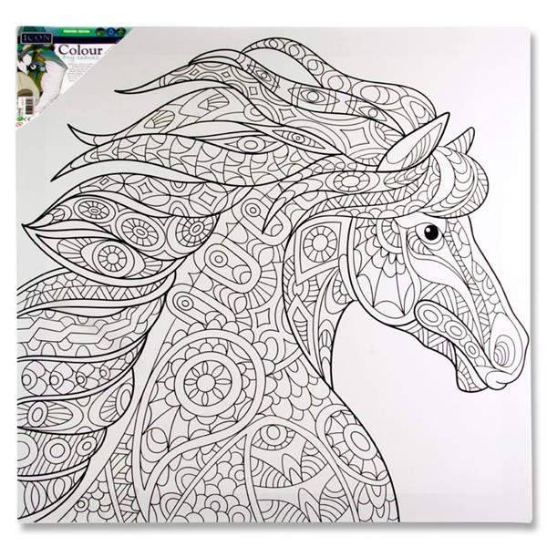 Icon Art 500x500mm Colour My Canvas - Horse