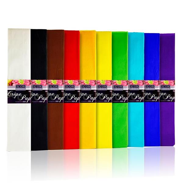 Icon Craft Pack of 10 Assorted Crepe Paper 50cm X 2m