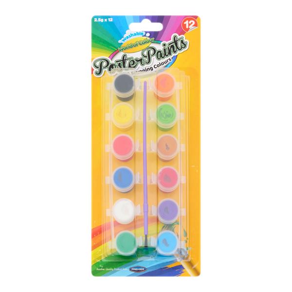 World of Colour Card of 12x2.5g Pots Poster Paints