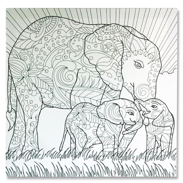 Icon Art 500x500mm Colour My Canvas - Elephant