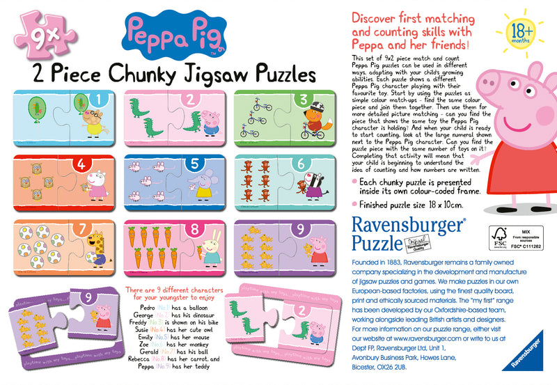 Peppa Pig 9 x 2 piece Jigsaw Puzzle