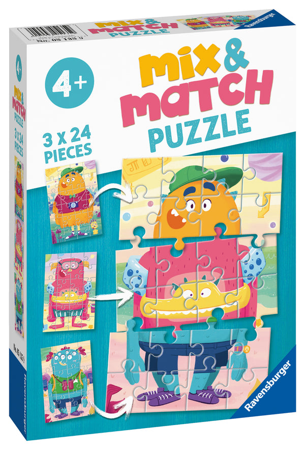 Monsters Mix & Match Jigsaw Puzzle 3x 24 piece