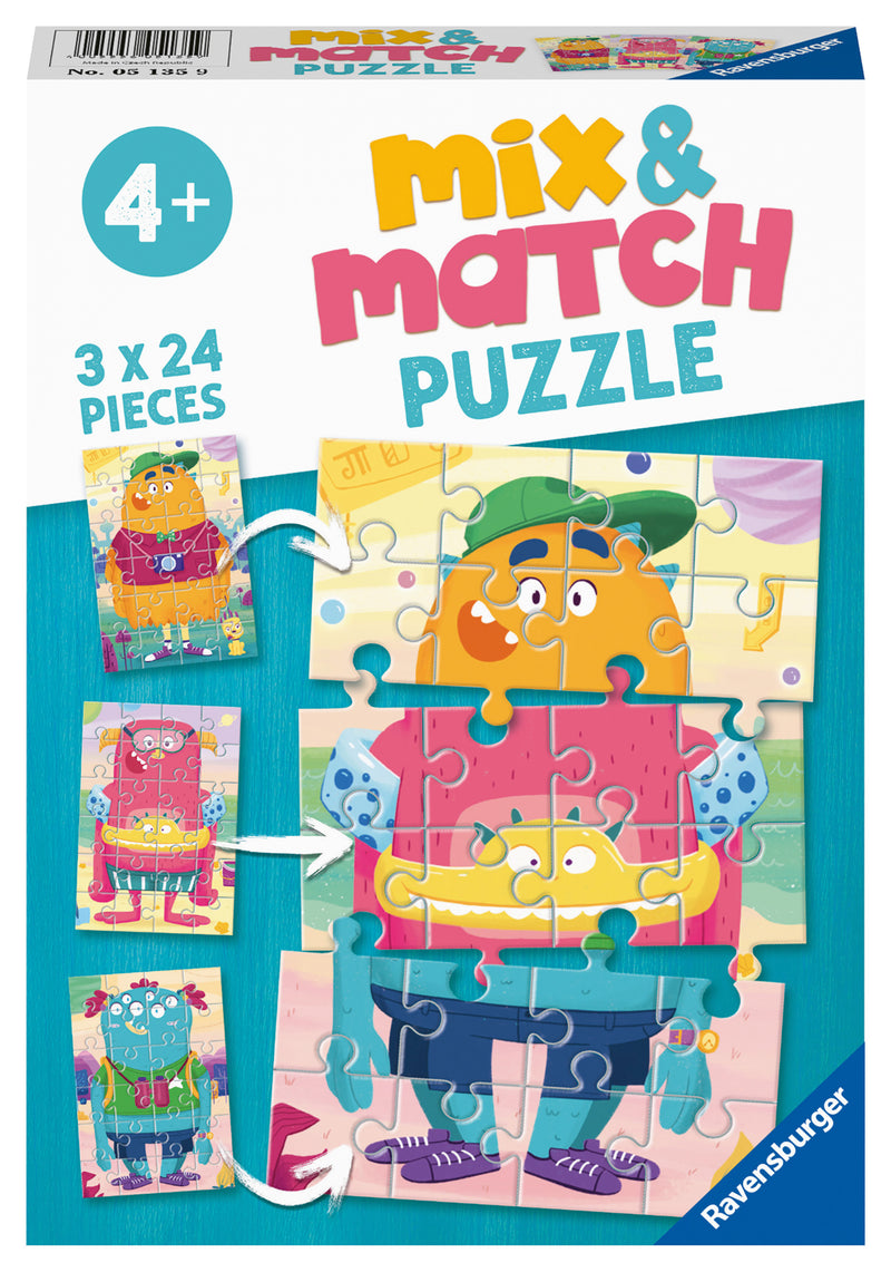 Monsters Mix & Match Jigsaw Puzzle 3x 24 piece