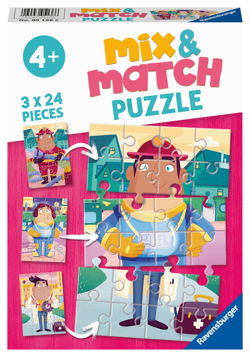 Professions Mix & Match Jigsaw Puzzle 3x 24 piece