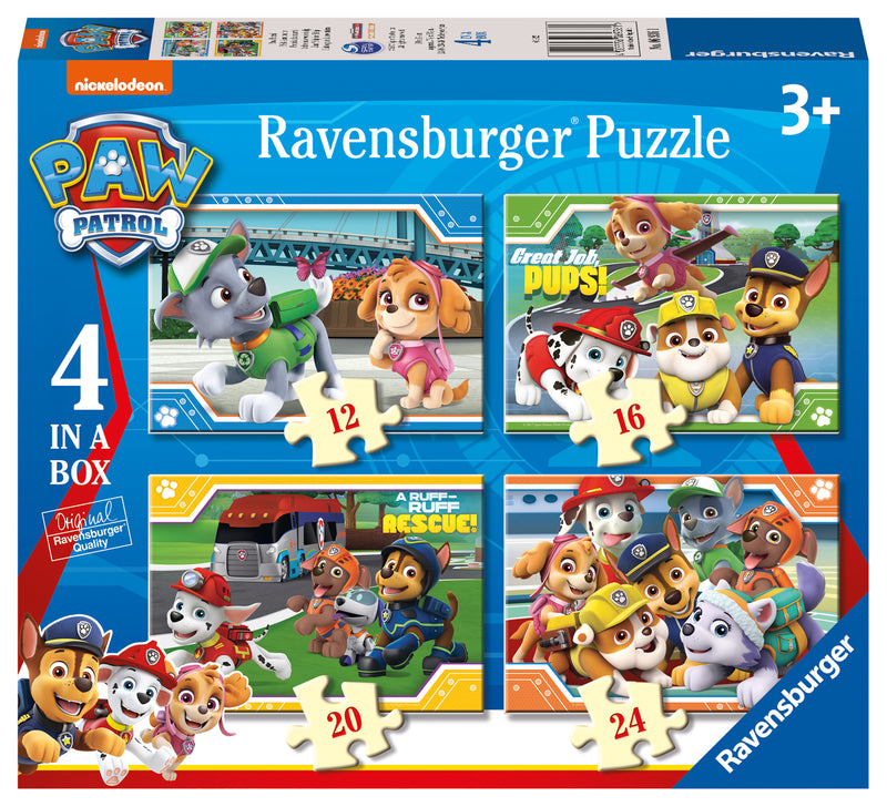 Paw Patrol 4 in a Box (12, 16, 20, 24 piece) Jigsaw Puzzles - Refresh