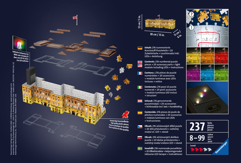 Buckingham Palace - Light Up 216 piece 3D Jigsaw Puzzle