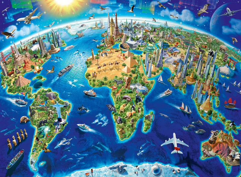 World Landmarks Map XXL 200 piece Jigsaw Puzzle