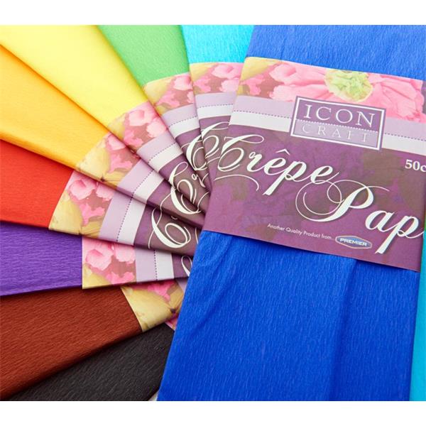 Icon Craft Pack of 10 Assorted Crepe Paper 50cm X 2m