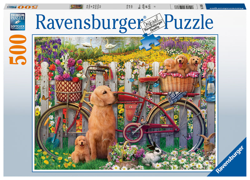 Cute Dogs in the Garden 500 piece Jigsaw Puzzle